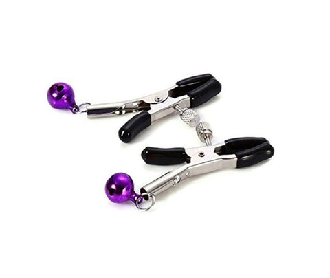 BDStyle Adjustable Nipple Clamps With Bell Sensation Play - Nipple and Clit Clamps