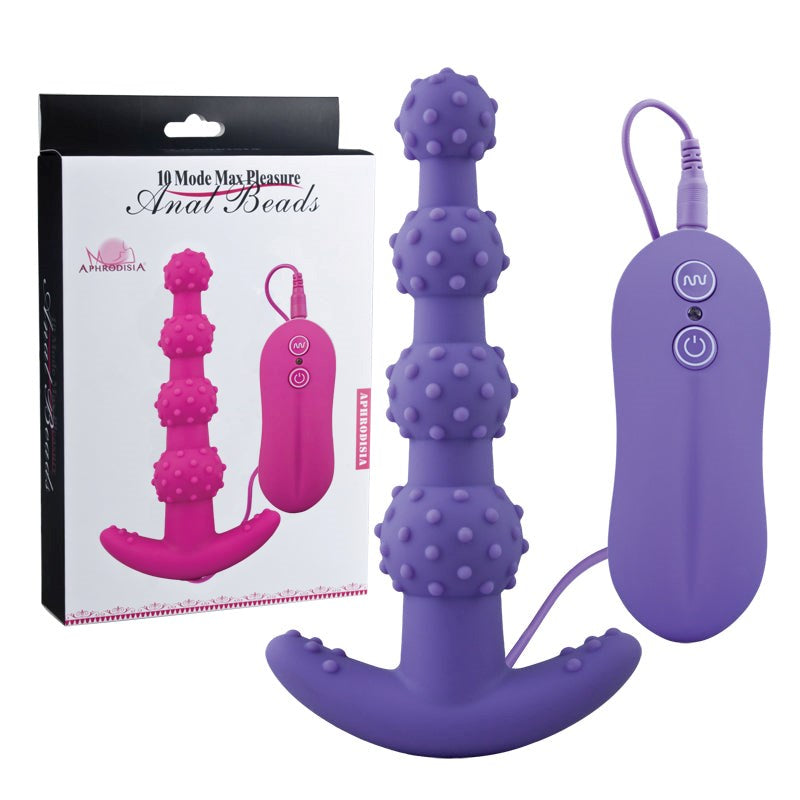 Aphrodisia MaxPleasure Vibrating Anal Beads with 10 Vibration Modes - - Butt Plugs