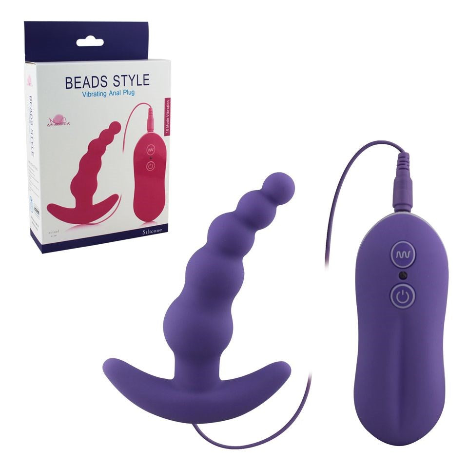 Aphrodisia Vibrating Anal Plug Beads Curved Prostate Stimulation - - G-Spot Vibrators