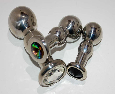 Hells Couture Opulent Steel and Gem Delight Bang Butt Plug Large Premium - Steel Sex Toys