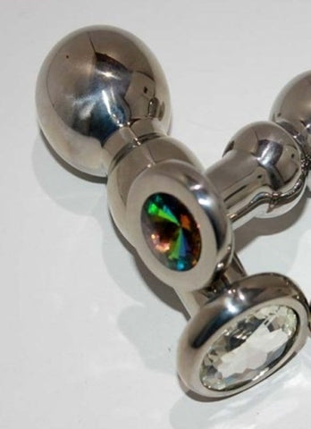 Hells Couture Opulent Steel and Gem Delight Bang Butt Plug Large Premium - Steel Sex Toys