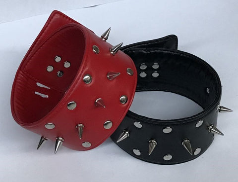 BDStyle Bondage Classic Short Spike Collar Premium Leather BDSM Restraint - Metal Vibrators