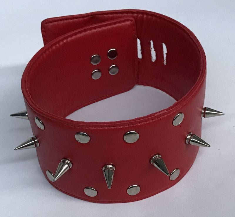 BDStyle Bondage Classic Short Spike Collar Premium Leather BDSM Restraint - Metal Vibrators