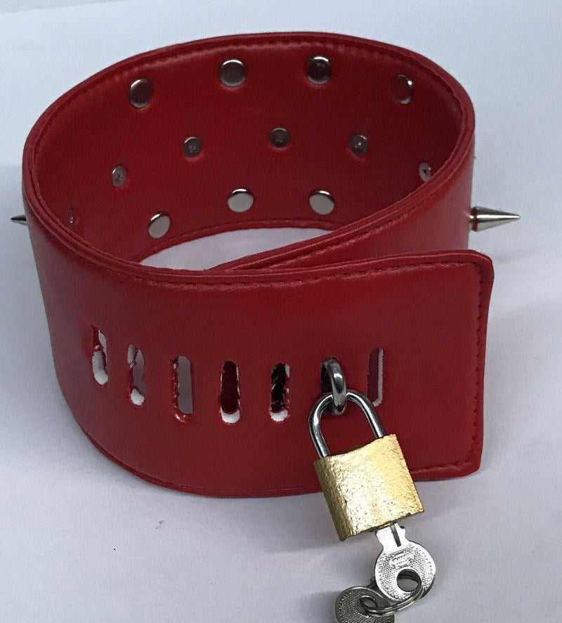 BDStyle Bondage Classic Short Spike Collar Premium Leather BDSM Restraint - Metal Vibrators