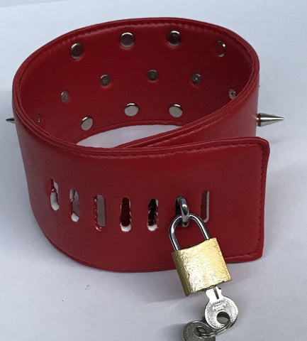 BDStyle Bondage Classic Short Spike Collar Premium Leather BDSM Restraint - Metal Vibrators