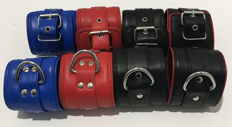 Hells Couture Luxurious BDSM Accessories Handcrafted Bullish Leather Cuffs - - Jelly Vibrators
