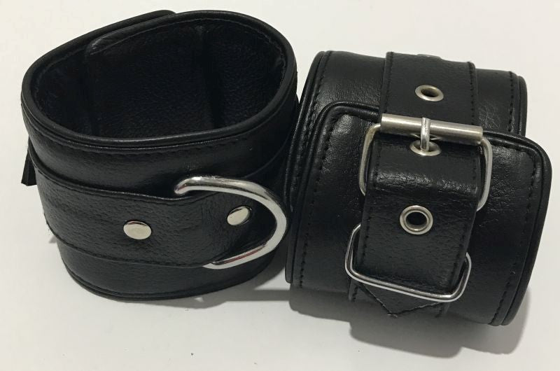 Hells Couture Luxurious BDSM Accessories Handcrafted Bullish Leather Cuffs - - Jelly Vibrators
