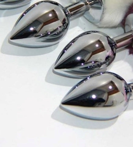 BDStyle Bunny Faux Tail Silver Smooth Butt Plug Small Metal Anal Toy - Steel Sex Toys