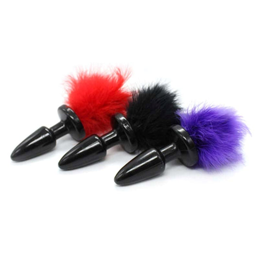 BDStyle Bunny Tail Anal Plug with Premium Faux Fur Tail Design - - G-Spot Vibrators