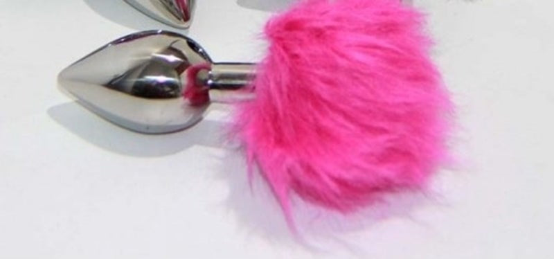 Hells Couture Stainless Steel Sensations Crazy Rabbit Tail Butt Plug - - Remote Control Vibrators