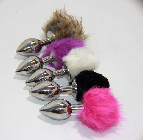 Hells Couture Enchanting Rabbit Tail Silver Metal Butt Plug Whimsical - Steel Sex Toys