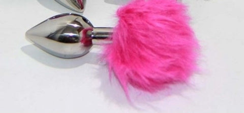 Hells Couture Enchanting Rabbit Tail Silver Metal Butt Plug Whimsical - Steel Sex Toys
