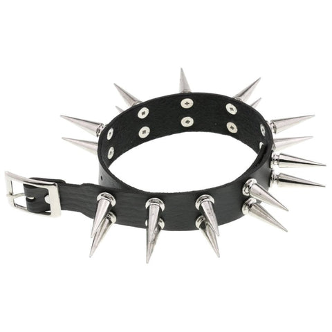 BDStyle Double Row Spiked Rivet Collar Heavy Professional Bondage Collar - Collars and Leads