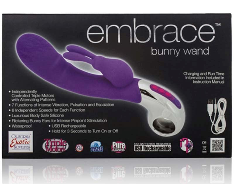 California Exotics Embrace Bunny Wand Triple Motor Rabbit Vibrator - Butt Plugs