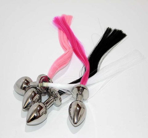 Hells Couture Faux Horse Tail Metal Butt Plug Small with Weighted Metal Design - Butt Plugs