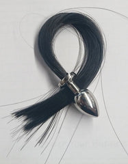Faux Horse Tail Metal Butt Plug Small - - Butt Plugs