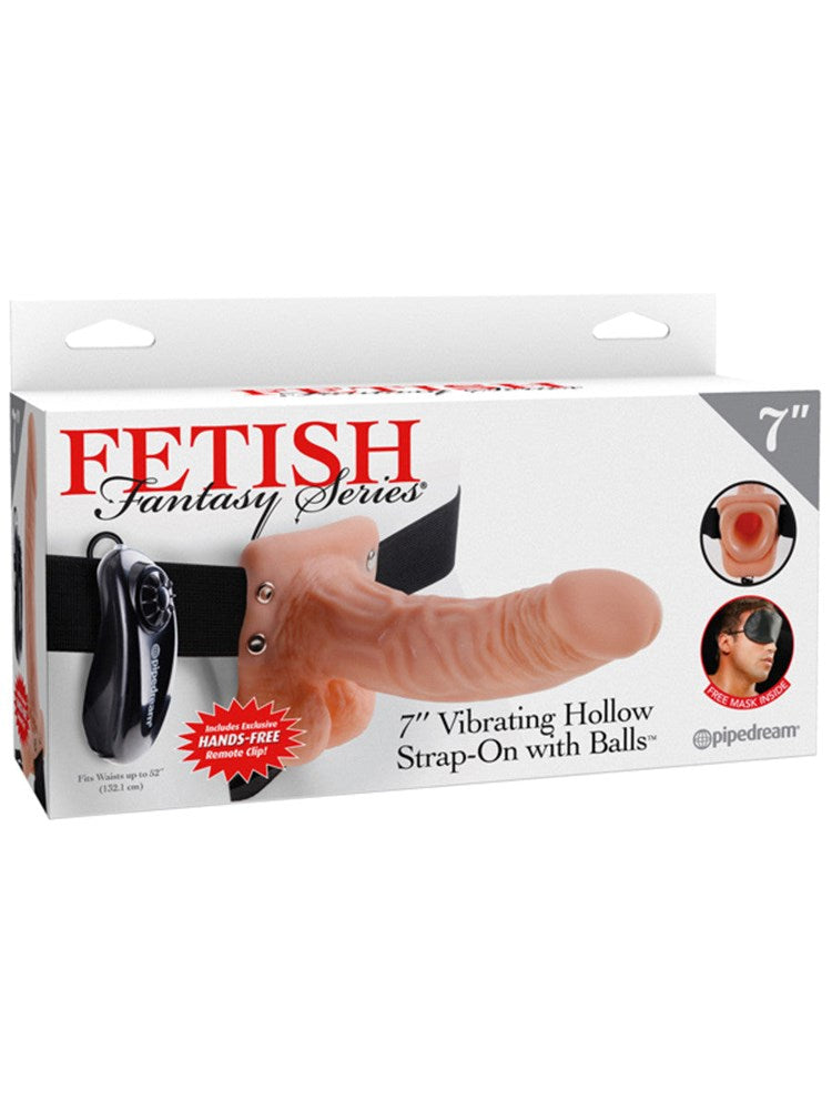 Pipedream Products Fetish Fantasy 7 Inch Vibrating Hollow Strap On Multi Speed - Strap On Sextoys