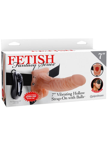 Pipedream Products Fetish Fantasy 7 Inch Vibrating Hollow Strap On Multi Speed - Strap On Sextoys