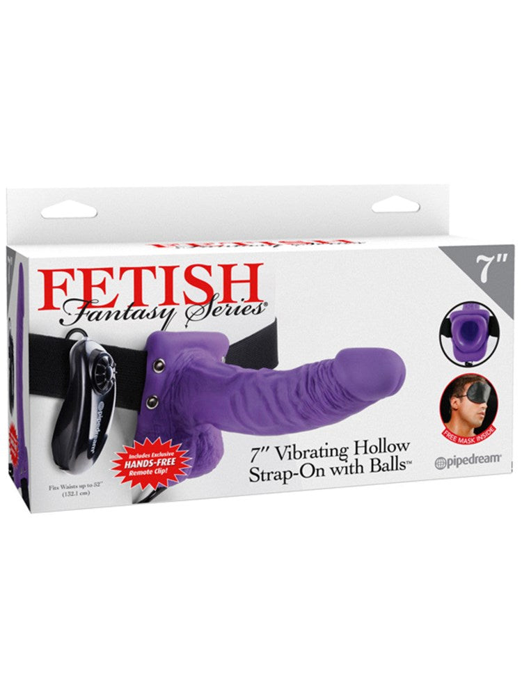Pipedream Products Fetish Fantasy 7 Inch Vibrating Hollow Strap On Multi Speed - Strap On Sextoys