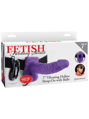 Pipedream Products Fetish Fantasy 7 Inch Vibrating Hollow Strap On Multi Speed - Strap On Sextoys