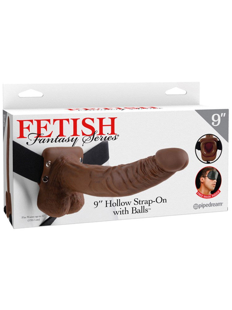 Pipedream Products Fetish Fantasy 9 Inch Hollow Strap On Dildo With Balls - Strap On Sextoys