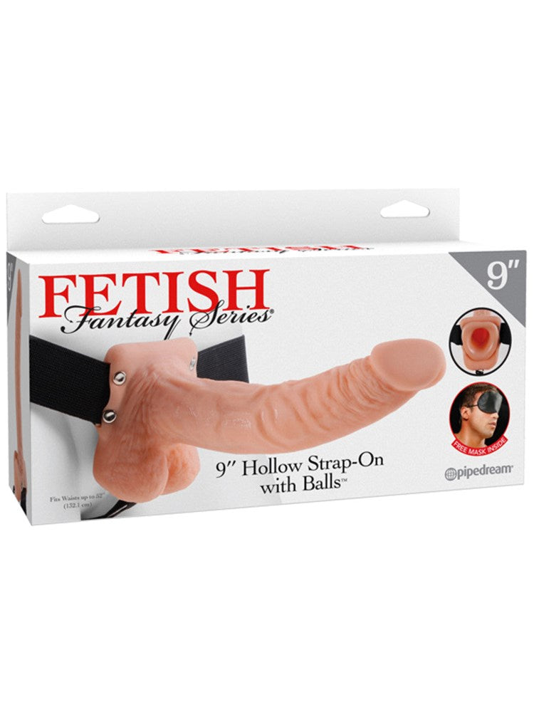 Pipedream Products Fetish Fantasy 9 Inch Hollow Strap On Dildo With Balls - Strap On Sextoys