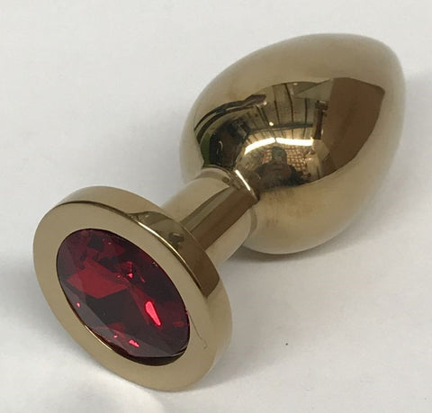Hells Couture Golden Gemmed Large Butt Plug Medical Grade Steel - Penis Pumps And Stretchers