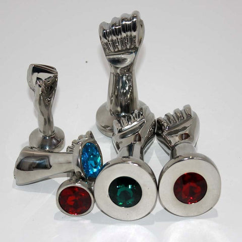 Hells Couture Handy Many Medium Crystal Fist Medical Grade Steel Anal Toy - Rabbit Vibrators