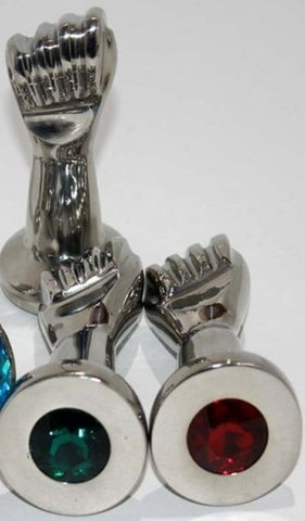 Hells Couture Handy Many Medium Crystal Fist Medical Grade Steel Anal Toy - Rabbit Vibrators