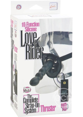 California Exotics Love Rider 10 Function Thruster Strap On with Vibration - Strap On Sextoys
