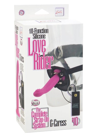 California Exotics Love Rider 10 Function Thruster Strap On with Vibration - Strap On Sextoys