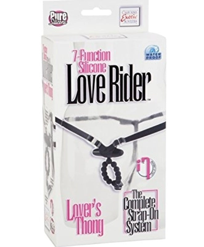 California Exotics Love Rider Lovers Thong with Dual Partner Stimulation - - Rabbit Vibrators