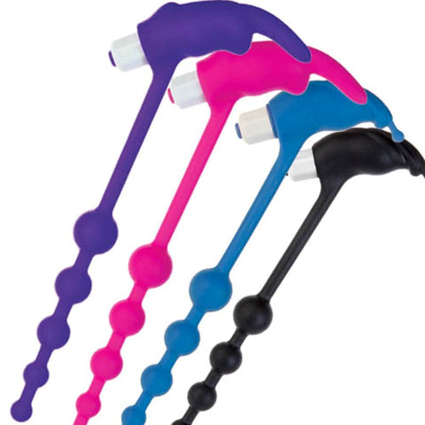 Doc Johnson MOOD Kinky Anal Beads and Clitoral Stimulators Dual Vibration - Mini & Slim Vibrators