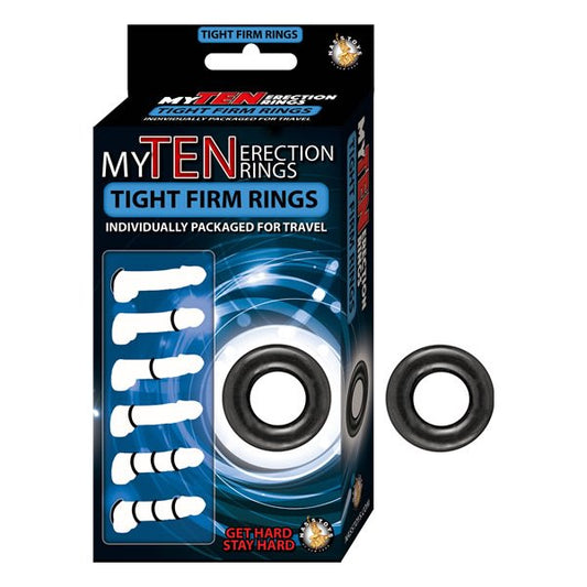 MY TEN ERECTION RINGS Tight Firm Cock Rings Black - - Stretchy Cock Rings