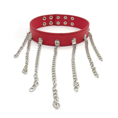BDStyle Neck Collar With Chains Premium Leather BDSM Restraint - Collars and Leads