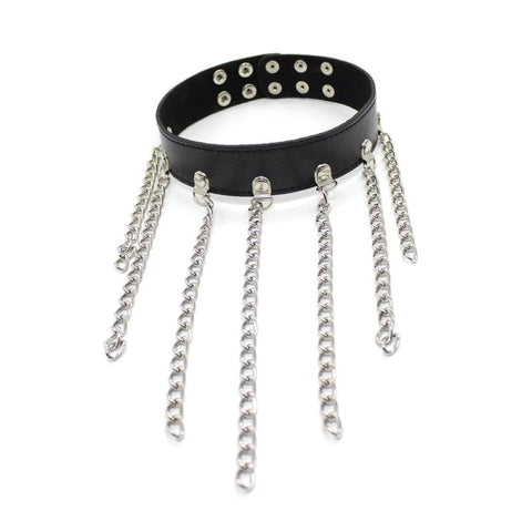 BDStyle Neck Collar With Chains Premium Leather BDSM Restraint - Collars and Leads