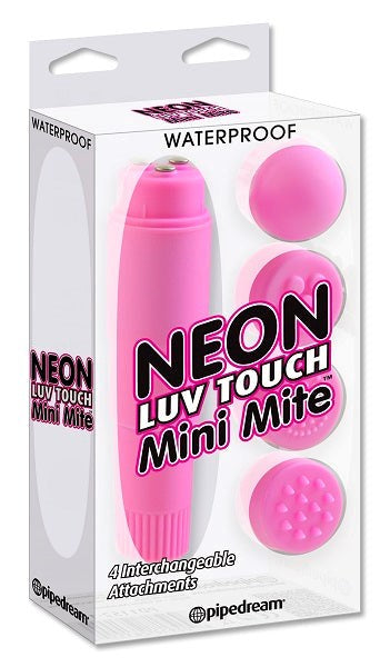 Pipedream Neon Luv Touch Mini Mite Vibrator with Four Interchangeable Heads - Fancy Dress Ups