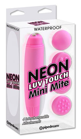 Pipedream Neon Luv Touch Mini Mite Vibrator with Four Interchangeable Heads - Fancy Dress Ups