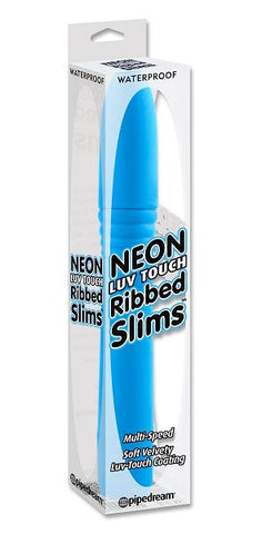Pipedream Neon Luv Touch Slims Ribbed Vibrator with Textured Stimulation - Personal Massagers