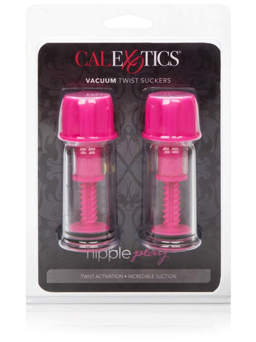 California Exotics Nipple Play Vacuum Twist Suckers with Adjustable Suction - Steel Sex Toys