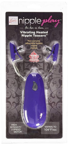 California Exotics Nipple Play Vibrating Heated Nipple Teasers Purple Dual Heat - Nipple and Clit Clamps