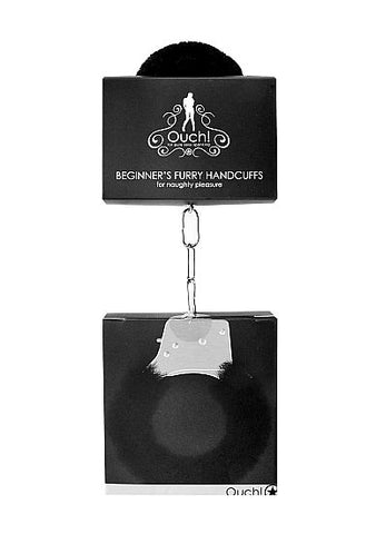 Shots Toys Ouch Beginners Furry Handcuffs with Quick Release Safety - Steel Sex Toys