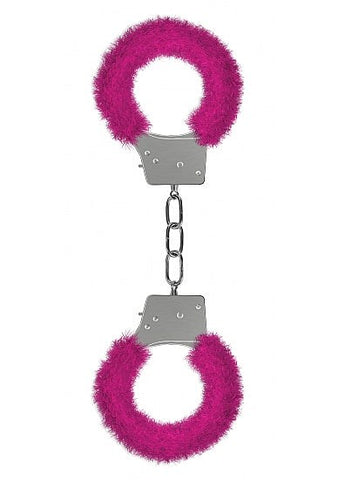 Shots Toys Ouch Beginners Furry Handcuffs with Quick Release Safety - Steel Sex Toys