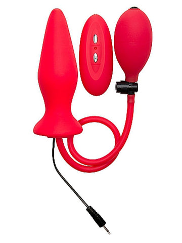 Shots Toys Ouch! Inflatable Vibrating Silicone Plug Adjustable Anal Play - Steel Sex Toys