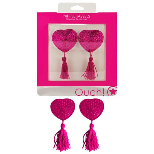 Shots Toys OUCH! Nipple Tassels Heart Self Adhesive Vinyl Tassels - - G-Spot Vibrators