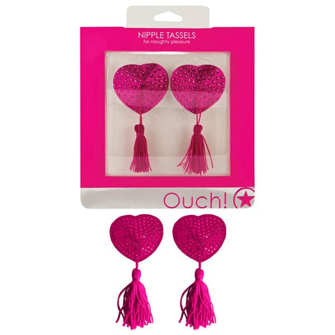 Shots Toys OUCH! Nipple Tassels Heart Self Adhesive Vinyl Tassels - G-Spot Vibrators