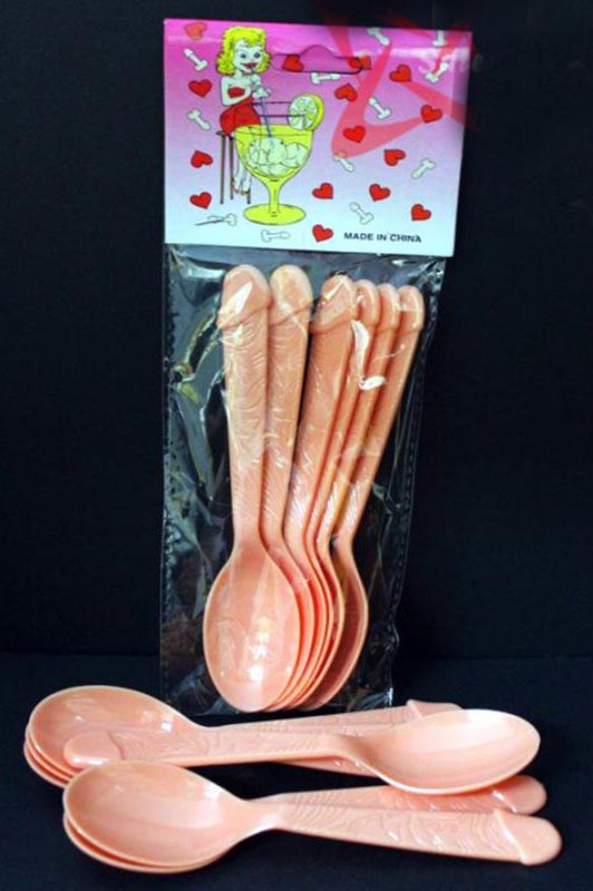 Hua Novelties Pecker Spoons Pink Purple Bachelorette Party Set of 8 - - Bachelorette and Bucks