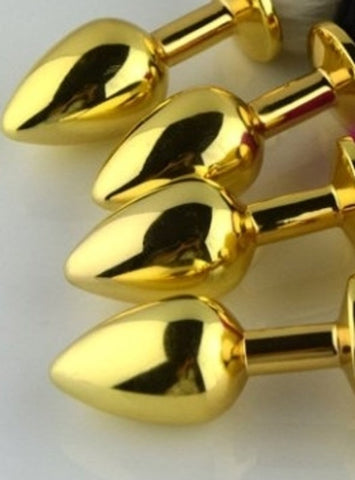 BDStyle Rabbit Faux Tail Butt Plug Gold Large Premium Aluminum Design - Steel Sex Toys