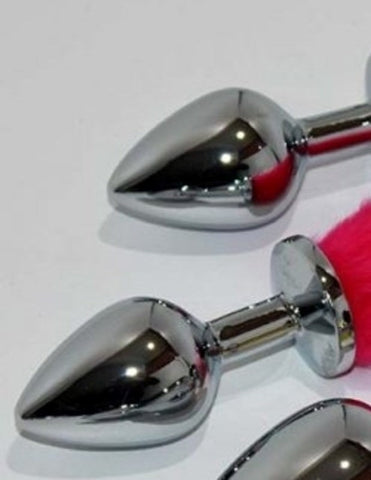BDStyle Rabbit Faux Tail Butt Plug Silver Large Metal Construction - Steel Sex Toys