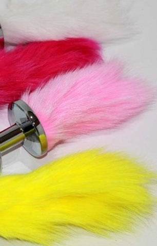 BDStyle Rabbit Faux Tail Butt Plug Silver Medium with Faux Fur Tail - Steel Sex Toys